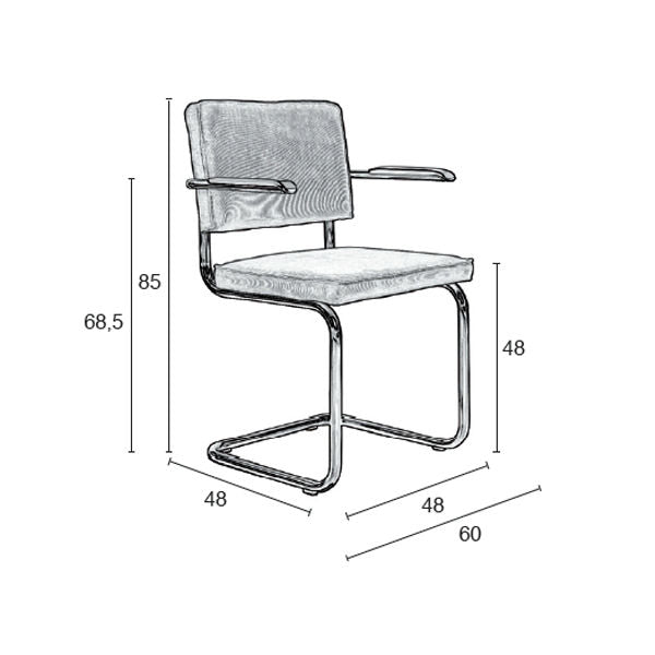 Zuiver Ridge Eetkamerstoel - Ribstof - Groen