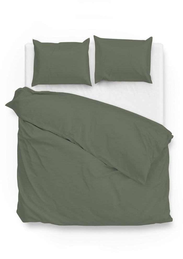 Zo Home Satinado Dekbedovertrekset Uni Katoen Satijn - army green