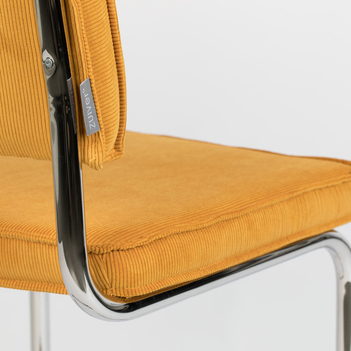 Zuiver Ridge Eetkamerstoel - Ribstof - Geel