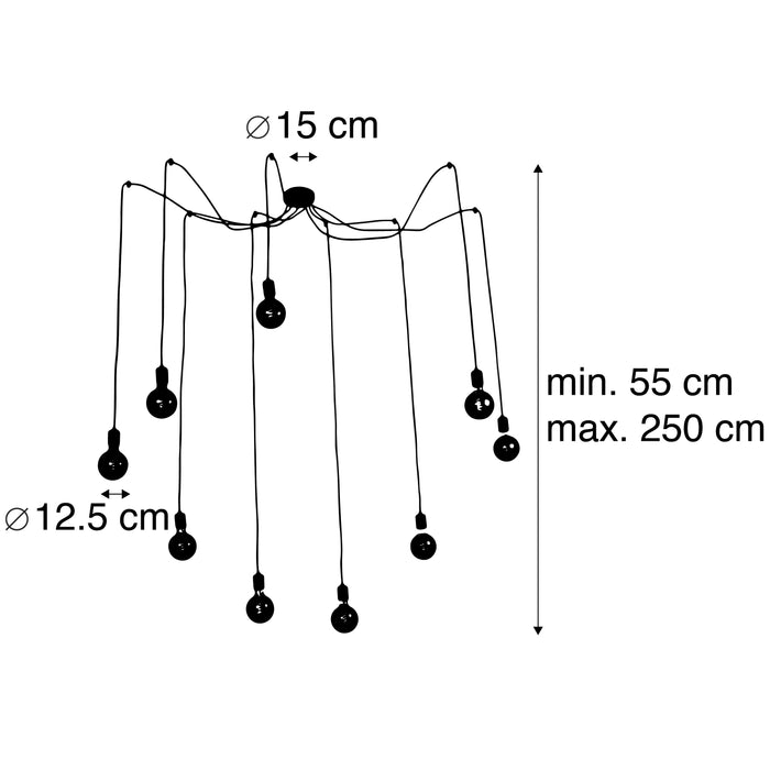 QAZQA LED Hanglamp cavalux - Zwart - Modern - D 55cm