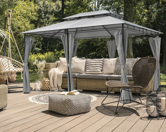 Luxe Stalen Paviljoen met LED-verlichting op zonne-energie - Grijs