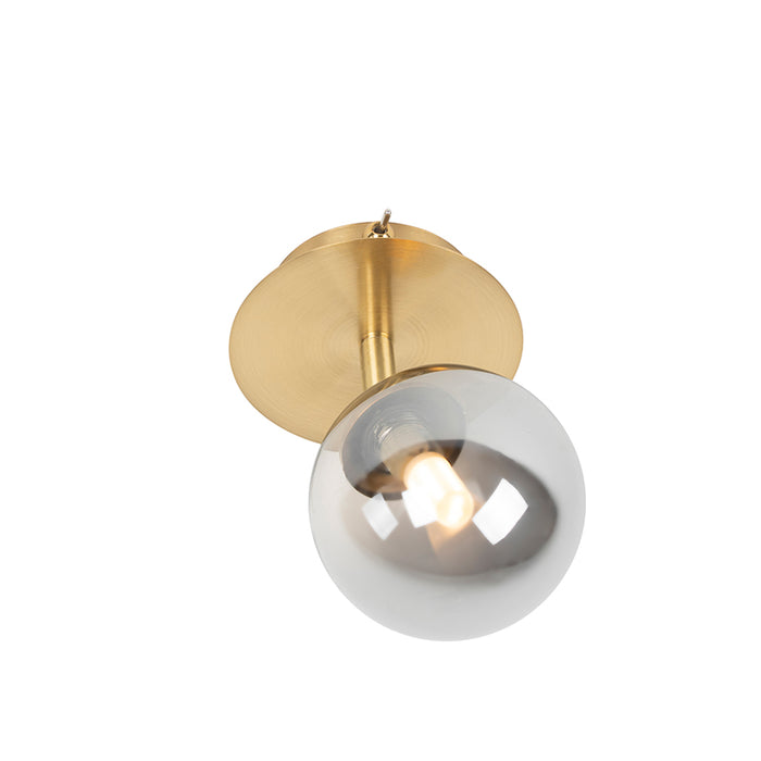 QAZQA Landelijke spot goud verstelbaar met smoke glas - Athens