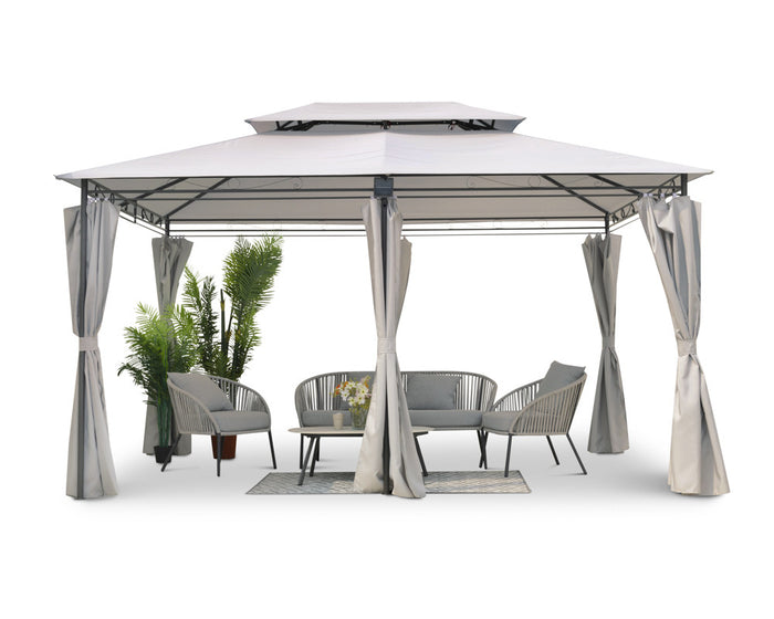 Luxe Stalen Paviljoen met LED-verlichting op zonne-energie - Beige