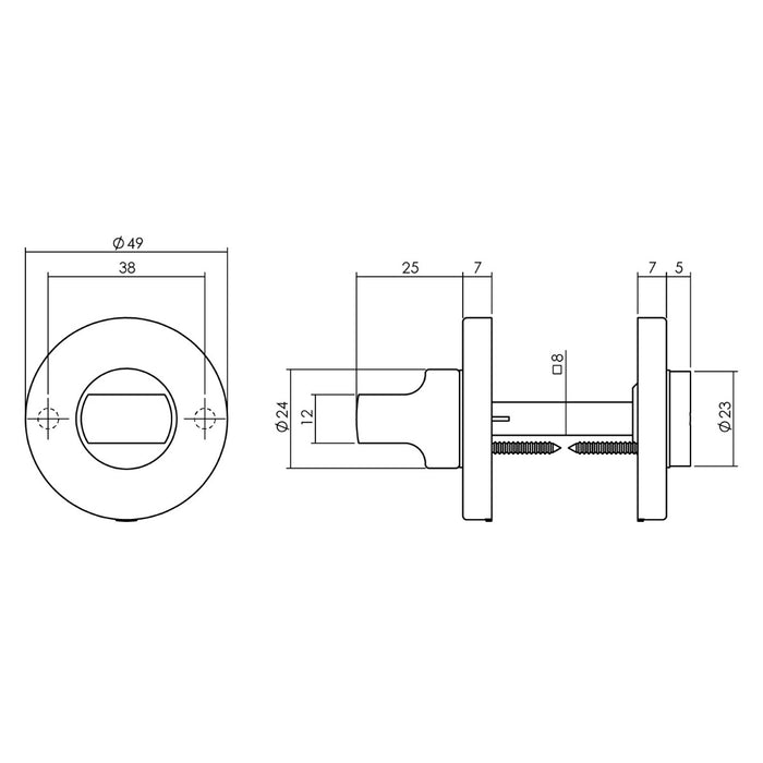 Intersteel Rozet toilet-|badkamersluiting rond messing ongelakt