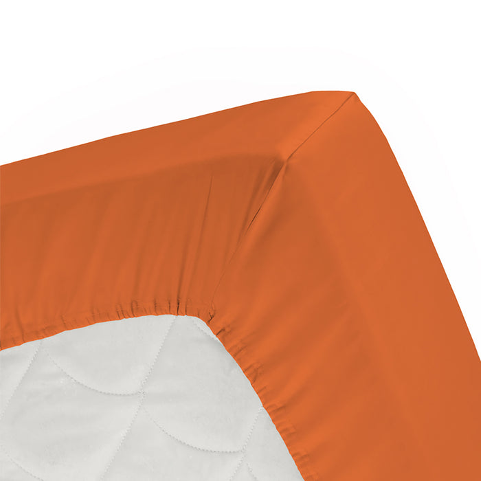 Hoeslaken double jersey Lits-jumeaux mandarine (tot 25cm) Damai