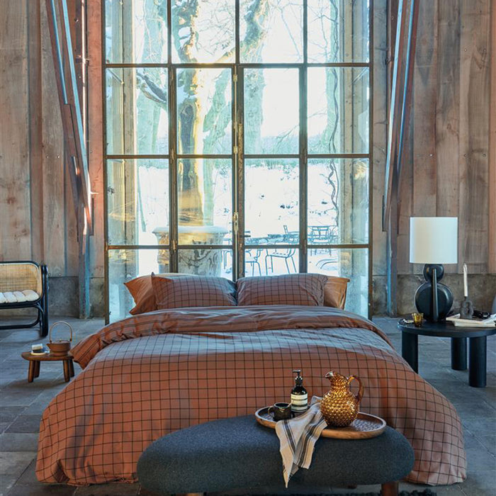 vtwonen Grid  Dekbedovertrek - 200x200|220 - Steenrood