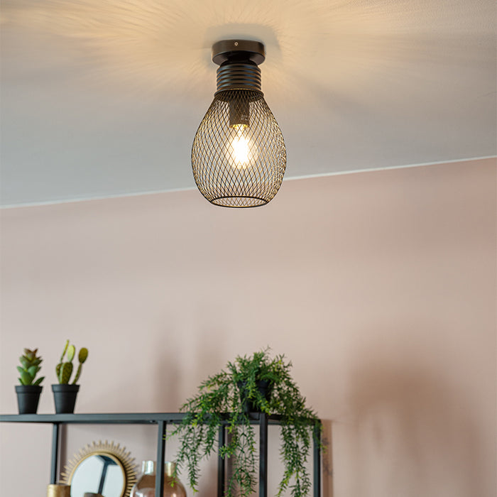 QAZQA Plafondlamp raga - Zwart - Design - D 17cm