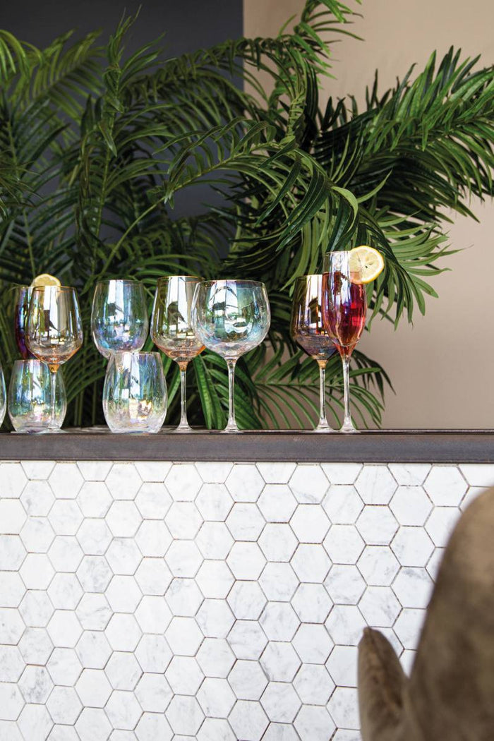 PTMD Kaylin Rode Wijnglas - H11 x Ø9 cm - Luster Glas - Transparant