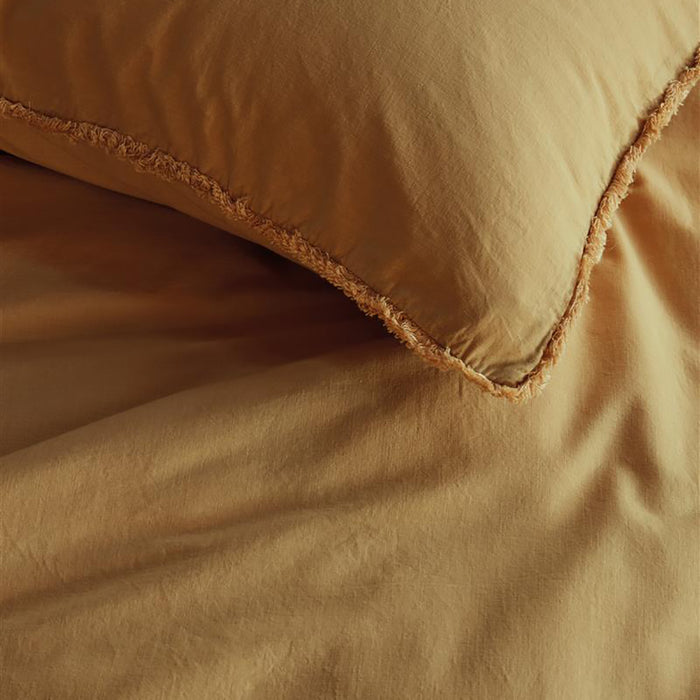vtwonen Natural Stone Fraying Dekbedovertrek 140 x 200/220 cm - Geel