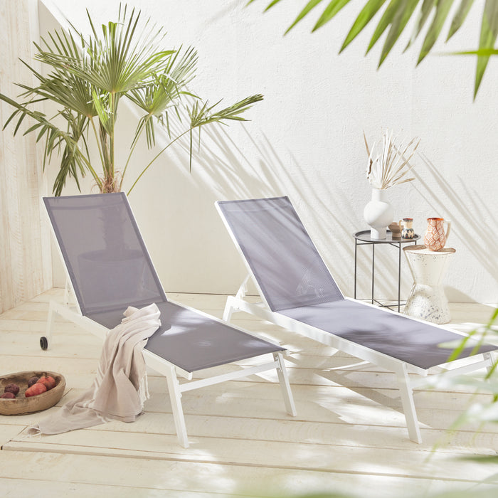 sweeek - Set verrijdbare aluminium ligbedden
