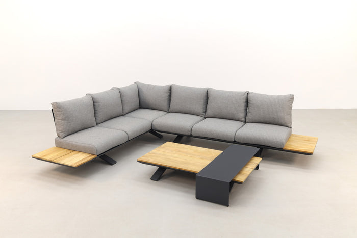 Suns Stockholm loungeset - Antraciet|teak - Light antracite