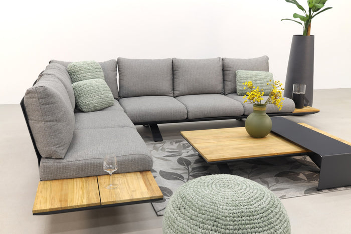 Suns Stockholm loungeset - Antraciet|teak - Light antracite