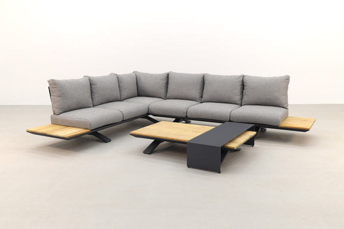 Suns Stockholm loungeset - Antraciet|teak - Light antracite