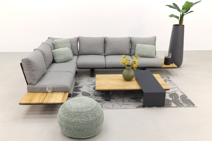Suns Stockholm loungeset - Antraciet|teak - Light antracite