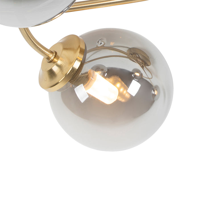QAZQA Moderne plafondlamp goud 4-lichts met smoke glas - Athens