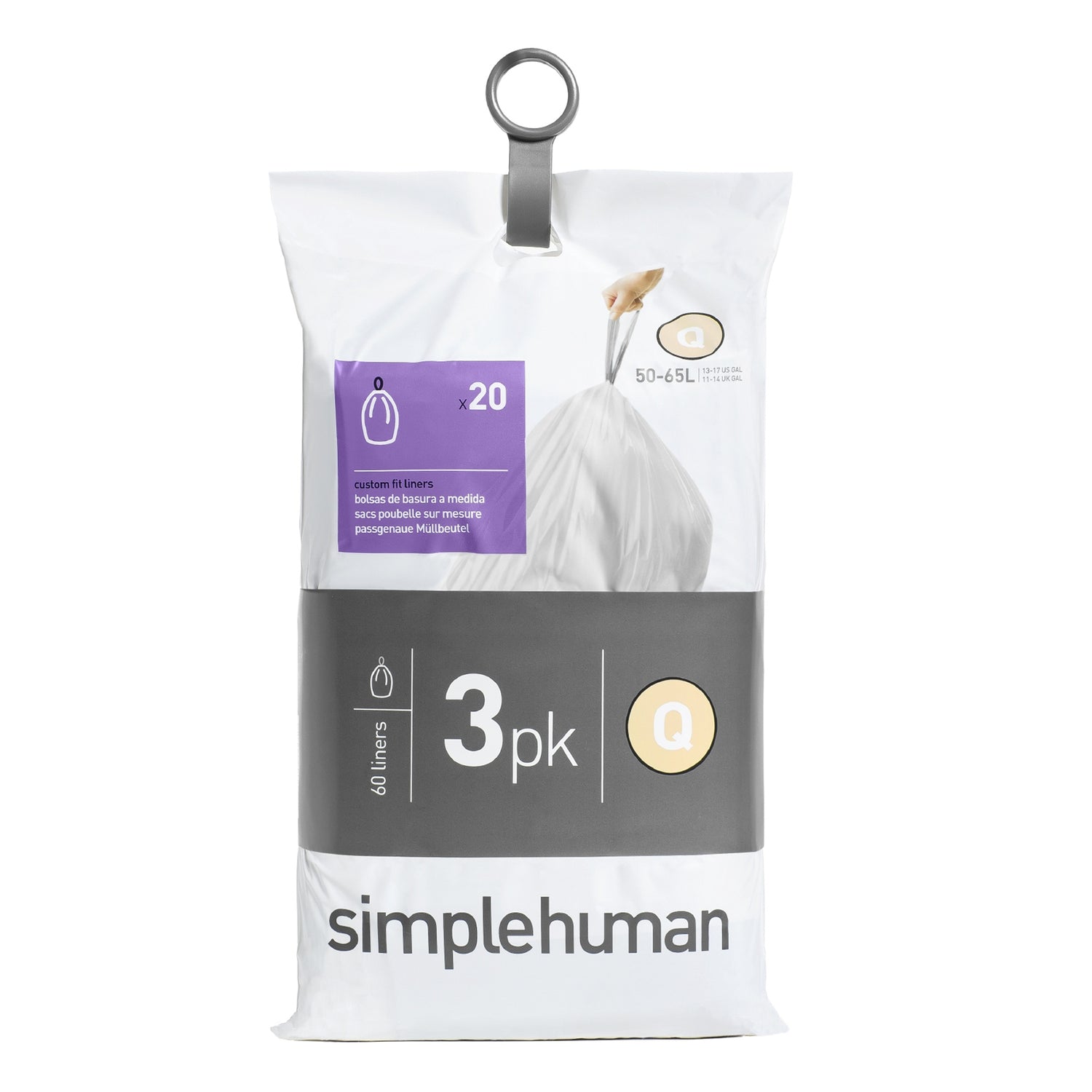 Simplehuman Code Q Pocket Liners Afvalzakken 50-65 Liter - 60 zakken