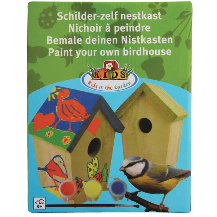 Esschert Design Doe-het-zelf vogelhuis met verf 14.8x11.7x20 cm KG145