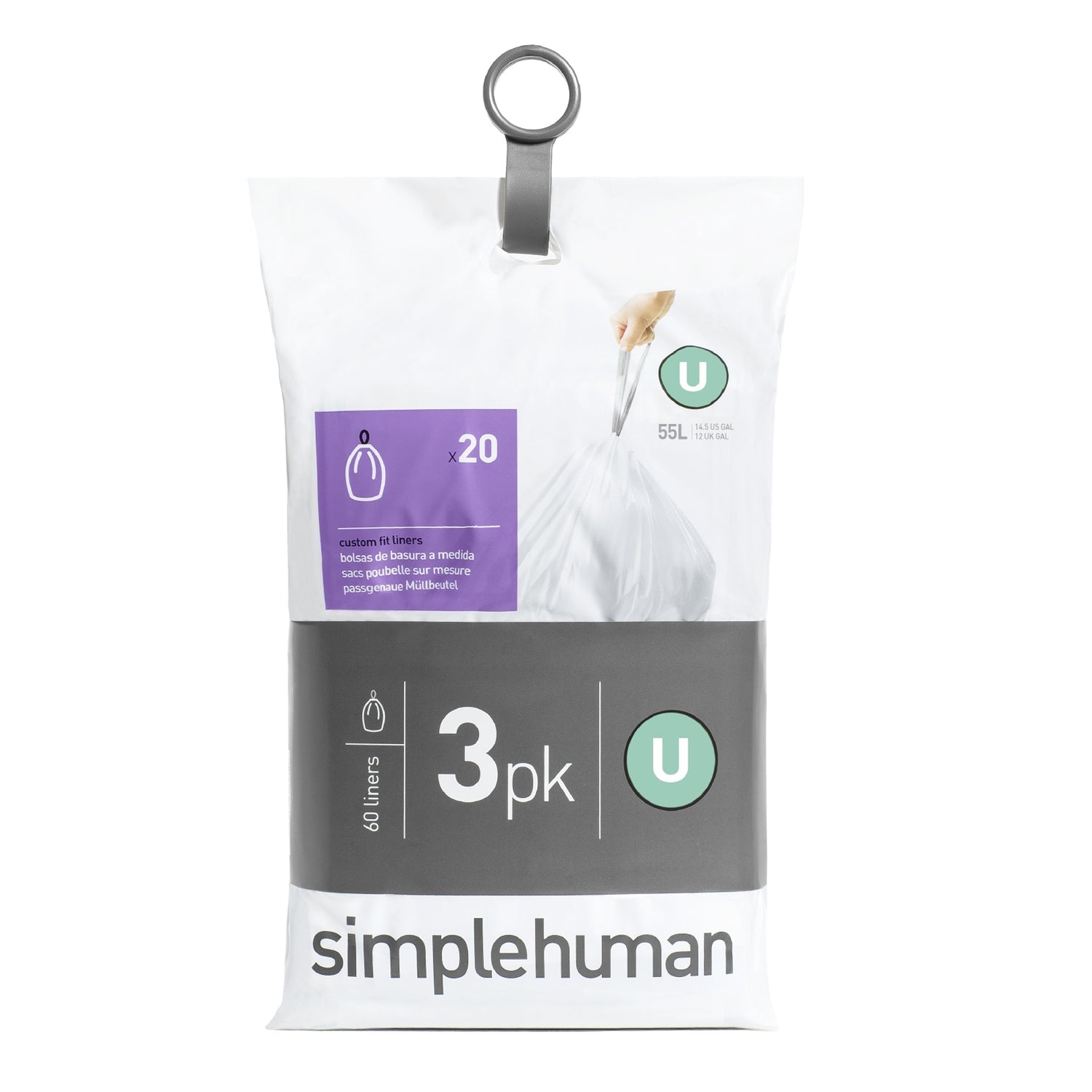 Simplehuman Code U Pocket Liners Afvalzakken 55 Liter - 60 zakken