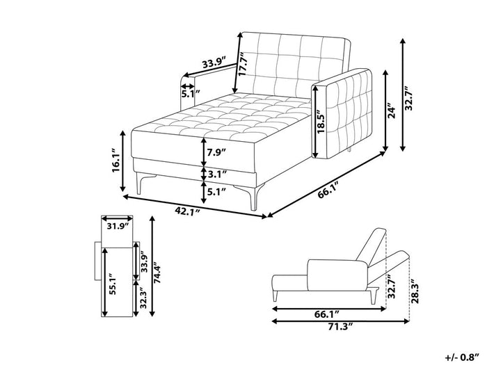 Beliani-ABERDEEN-Chaise longue-Marineblauw-Symmetrisch-Fluweel