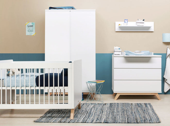 Bopita Lynn commode met 3 laden greeploos - Wit|Naturel