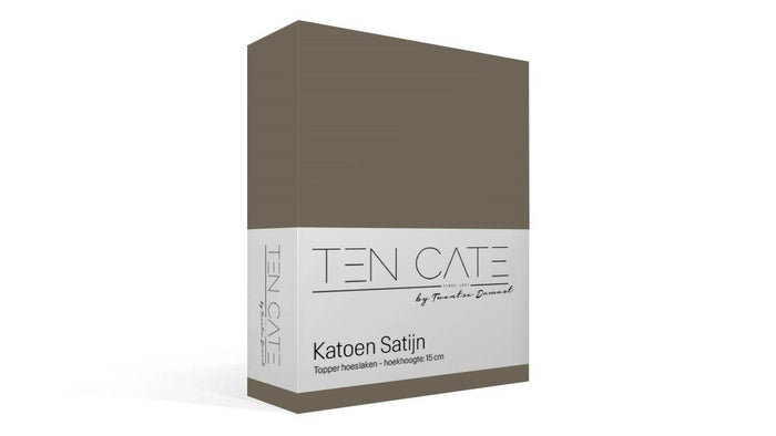 Ten Cate Katoensatijnen Topper Hoeslaken - 160x200 - Taupe