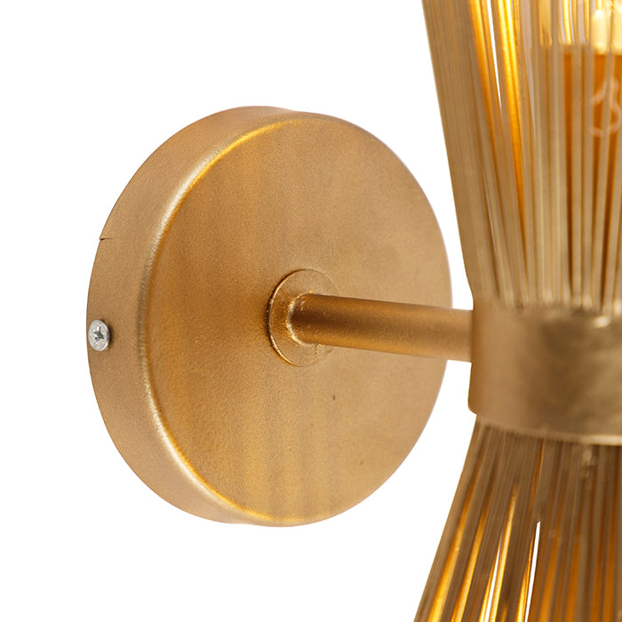 QAZQA Art Deco wandlamp goud 2-lichts - Broom