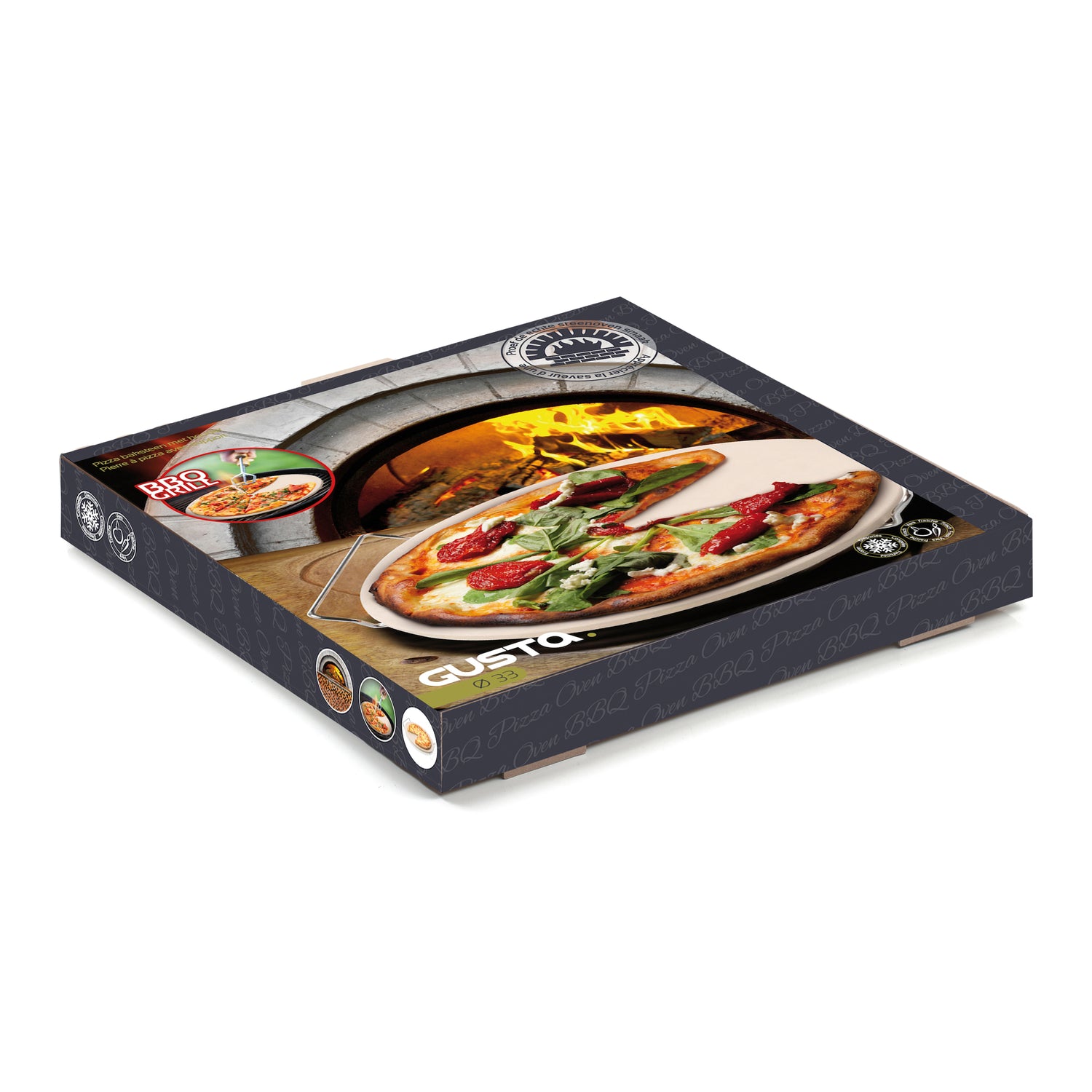 Gusta Pizza Baksteen met Houder - Ø 33 cm
