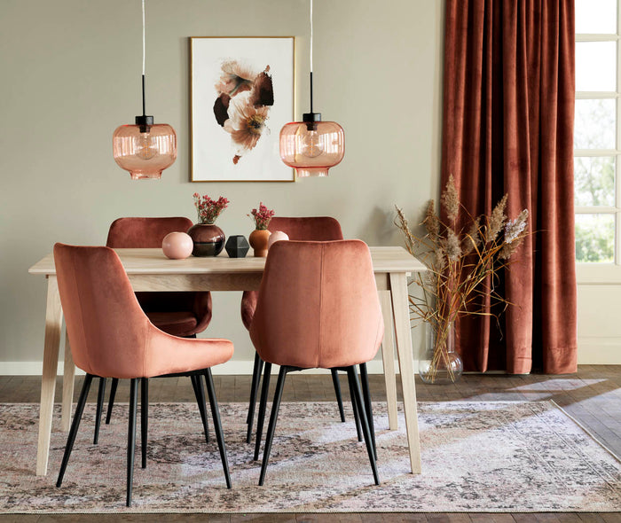 Rowico Sierra Velvet Eetkamerstoel - Set Van 2 - Roze Fluweel