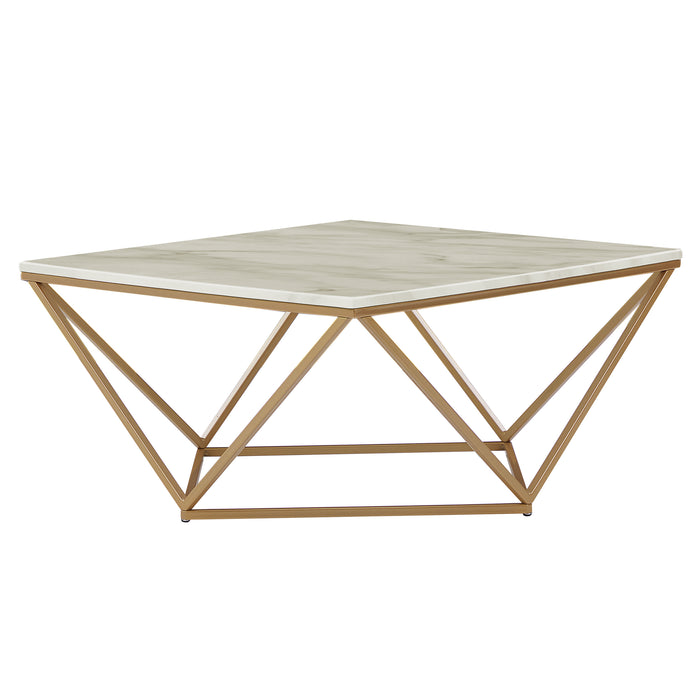 Beliani - MALIBU - Salontafel - Beige|Goud - MDF