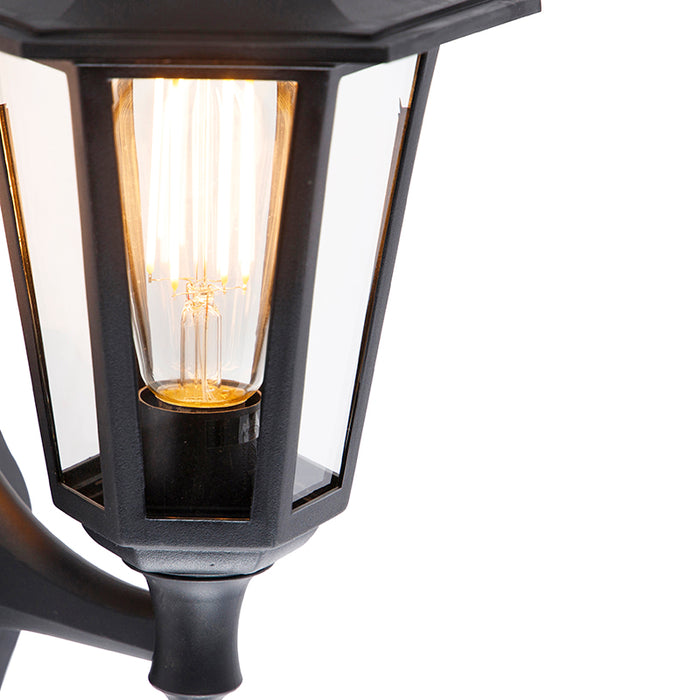 QAZQA Klassieke buiten wandlamp zwart met bewegingssensor - New Haven