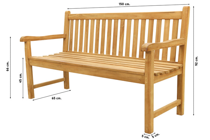 VDG Teak houten tuinbank Bison - 150 cm.