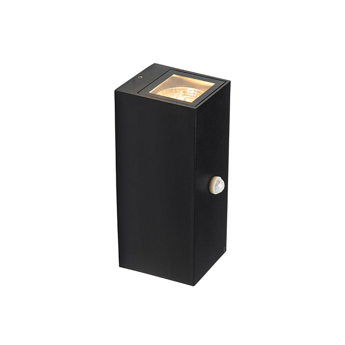 QAZQA Wandlamp zwart 2-lichts IP44 met bewegingssensor - Baleno