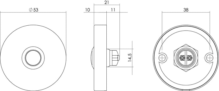 Intersteel Deurbel rond verdekt ø53x10 rvs geborsteld