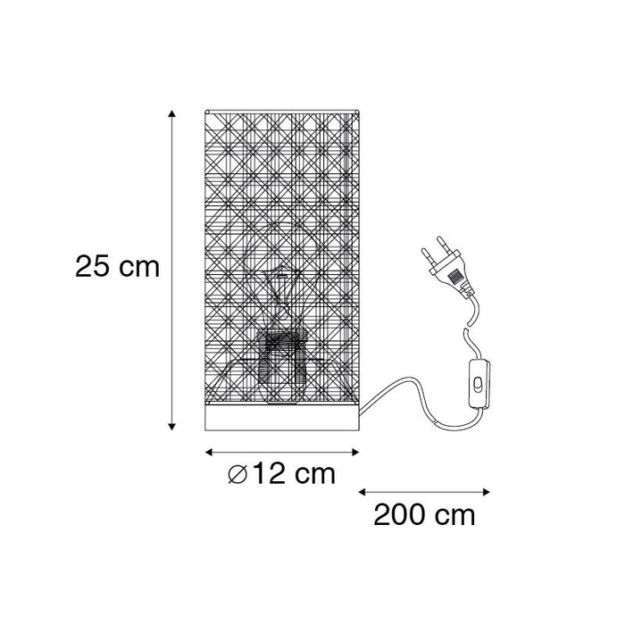QAZQA Landelijke tafellamp rotan met zwart - Kata
