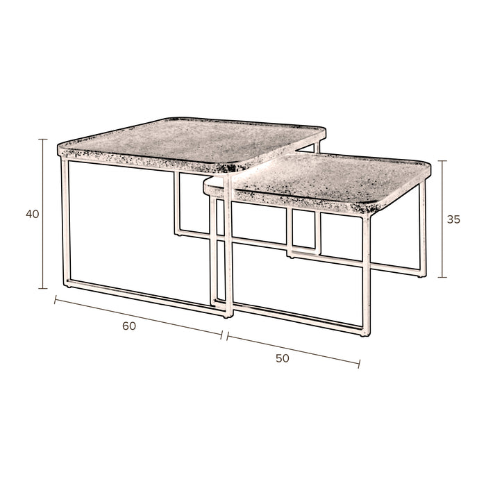 Dutchbone Winston Salontafel - Set van 2 - Zwart
