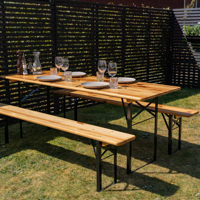 Inklapbare picknickset Berlijn 200 cm 3-laags blanke lak