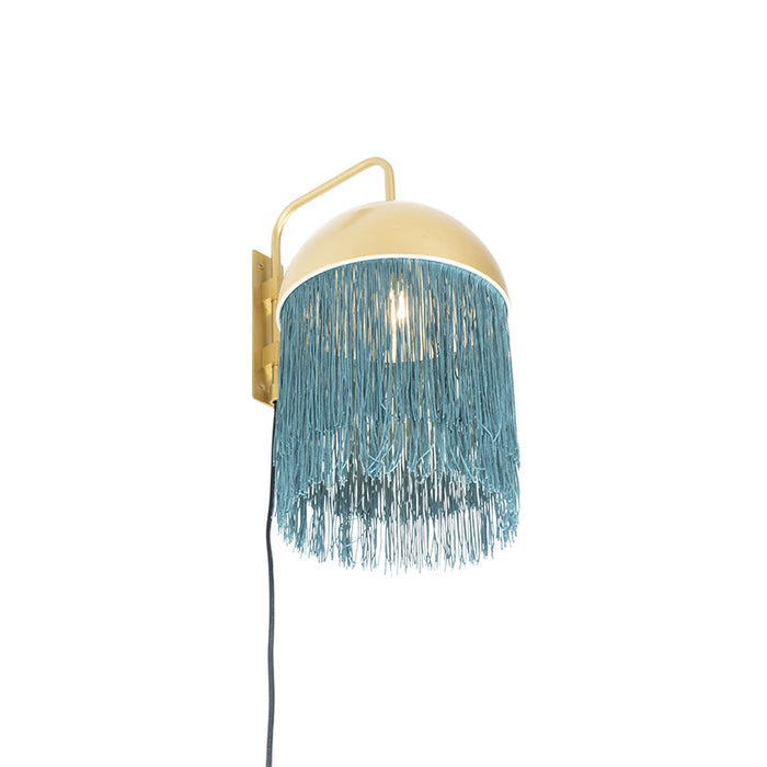 QAZQA Wandlamp fringle - Groen - Oosters - L 20cm