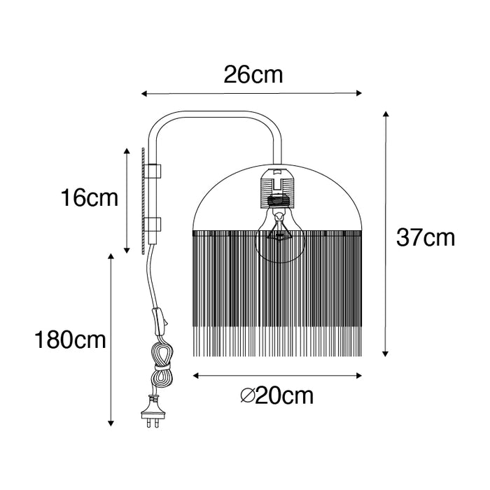 QAZQA Wandlamp fringle - Groen - Oosters - L 20cm