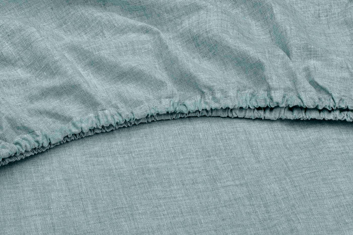 Zo Home Lino Hoeslaken Katoen Linnen Look 35 Hoek - stone blue