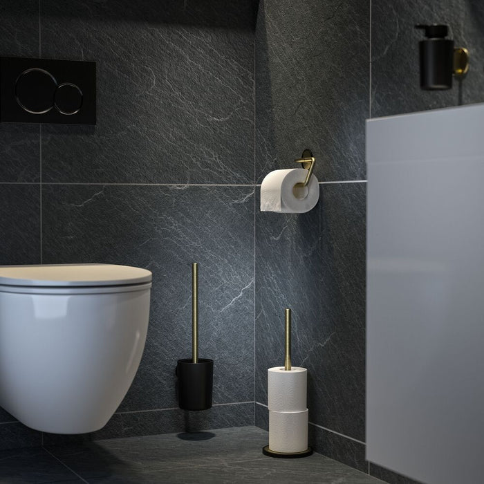 Tiger Tune Toiletrolhouder zonder Klep - Messing Geborsteld / Zwart