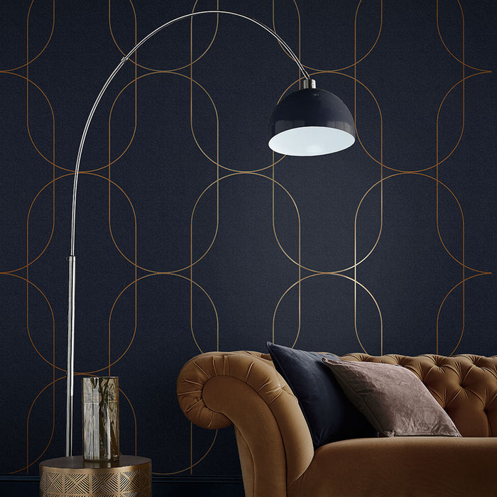 Graham & Brown - Vliesbehang - Palais Navy & Copper - 10mx53cm