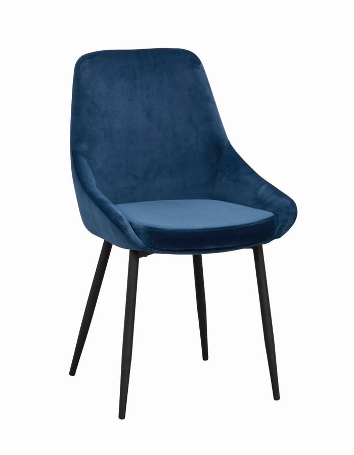 Rowico Sierra Velvet Eetkamerstoel - Set Van 2 - Donkerblauw Fluweel