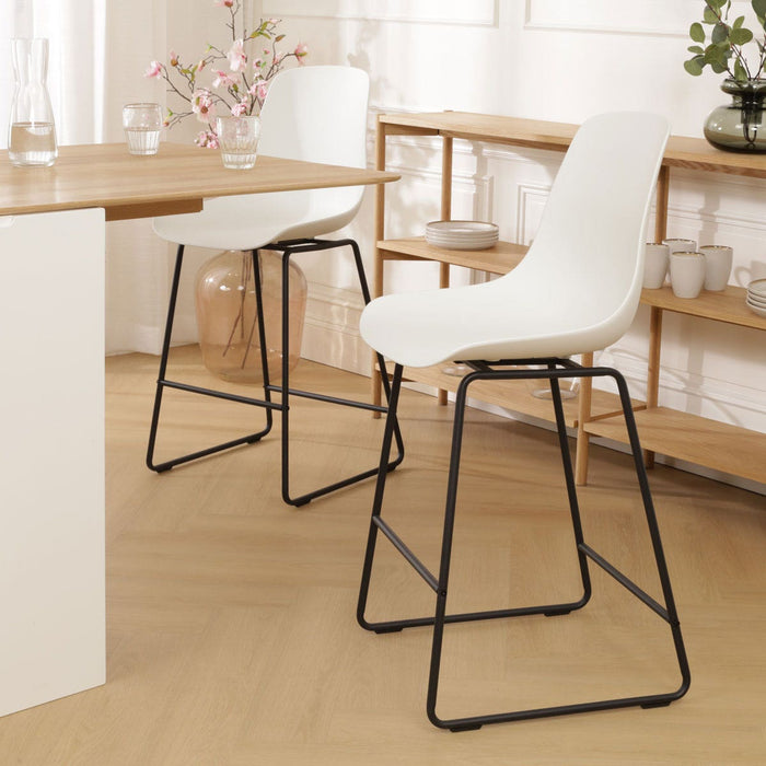 Nolon Nino-Pip Barkruk Wit - Kunststof - Zwart Onderstel - 75 cm