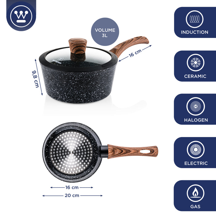 Westinghouse Steelpan  20 cm Black Marble Wood