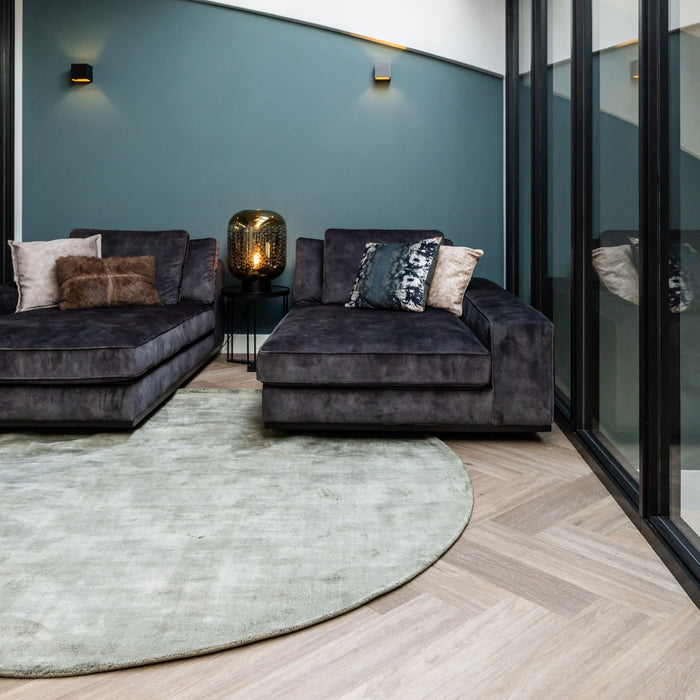 Interieur05 Vloerkleed Felva Groen Rond Viscose 220 cm
