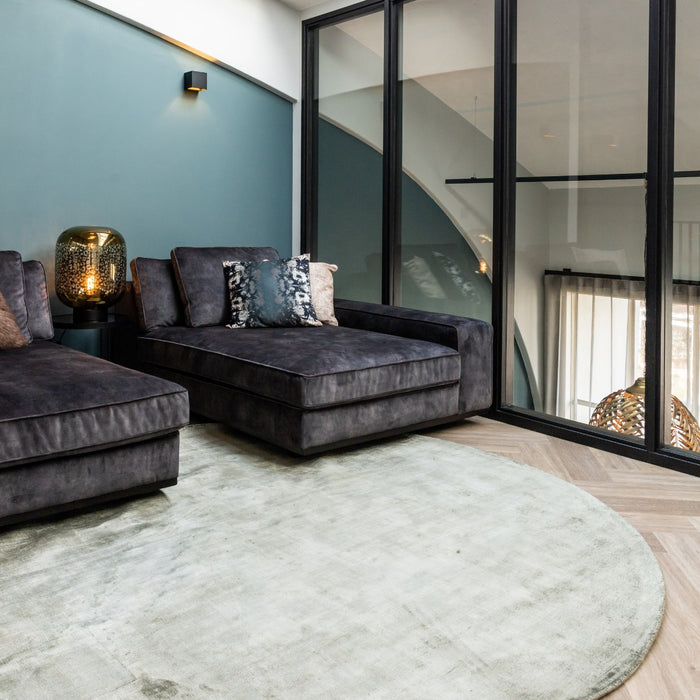 Interieur05 Vloerkleed Felva Groen Rond Viscose 220 cm