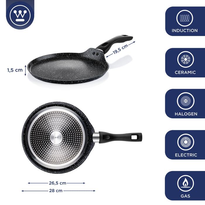Westinghouse Pannenkoekenpan  28 cm Black Marble