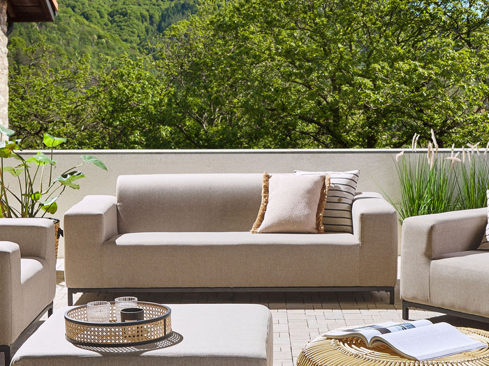 Beliani - ROVIGO - Tuinbank - Beige|Zwart - Polyester