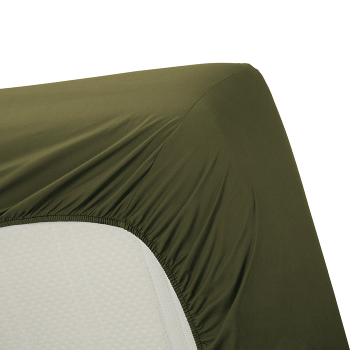 Ambiante Cotton Uni Hoeslaken 160 x 200 cm - Olijfgroen