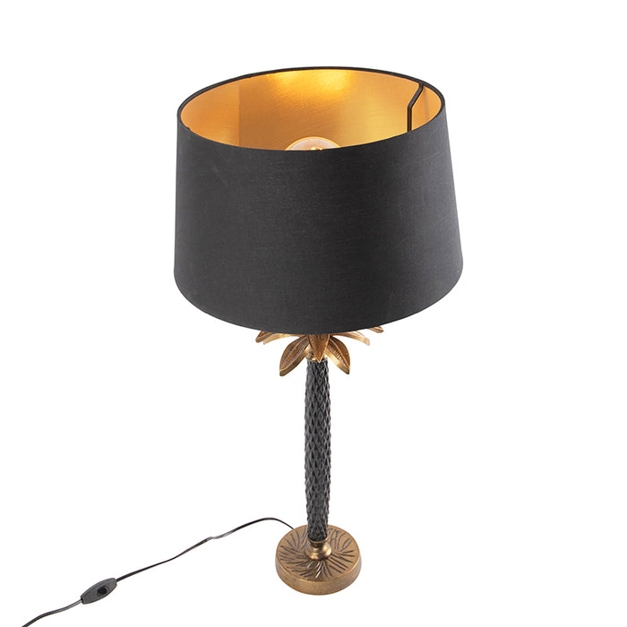 QAZQA Art Deco tafellamp brons met zwarte kap 35 cm - Areka